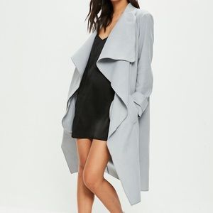 Misguided Gray Oversized Waterfall Duster Coat